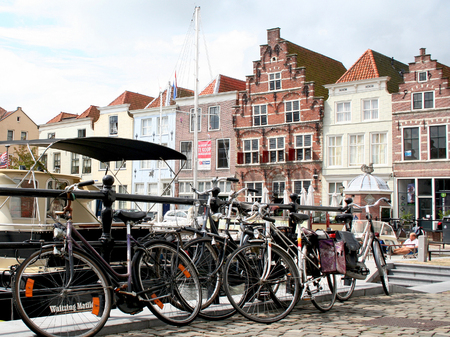 Netherlands, zeeland,Goes, july 2016: yachts in the city harborのeditorial素材