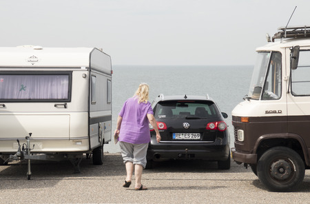 Netherlands,Zeeland,Brouwersdam, -august 2017: leisure activity ,sports and holiday-fun on the Brouwersdam , the  seventh structure of the Delta Works of the Netherlandsのeditorial素材