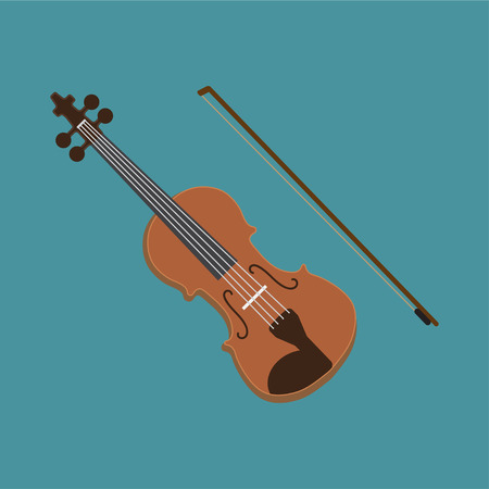 Fiddle violin music bow flat vector classicのイラスト素材