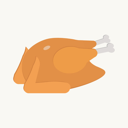 Fried turkey on the white background.Vector flat design illustrationのイラスト素材