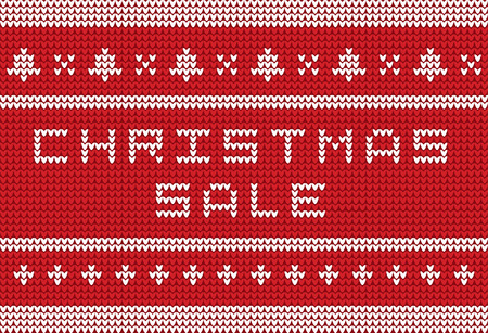 Christmas knitted sweater style sale banner. Vector illustrationのイラスト素材