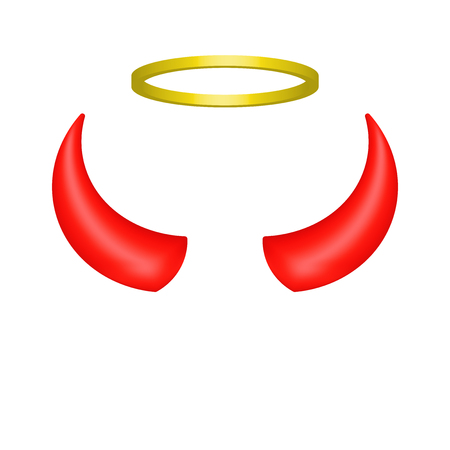 Red devil horns and angel halo. Vector illustrationのイラスト素材