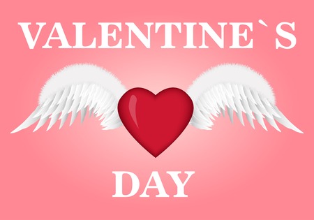 Valentines day card.Heart with wings. Vector Illustration.のイラスト素材