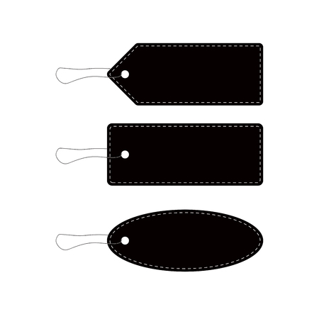 Black leather price tags icon set. Vector illustrationのイラスト素材