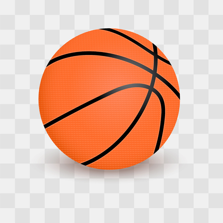 Basketball ball isolated on transparent checkered background. Realistic vector Illustration.のイラスト素材