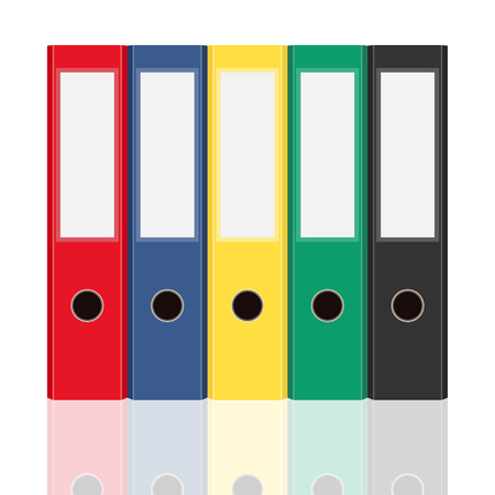 Closed office binders set isolated on white background. Side view vector illustration.のイラスト素材