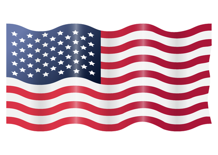 USA American flag waving. Vector illustration isolated on white backgroundのイラスト素材