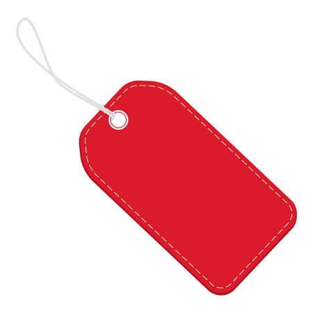 Realistic discount red leather tag for sale promotion. Vector label template.のイラスト素材