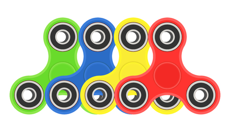Color hand fidget spinners set. Vector illustration isolated on white backgroundのイラスト素材