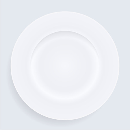 White empty porcelain plate. Vector illustration in realistic style.のイラスト素材