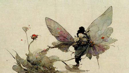 fly on old paper background, watercolor painting, butterfly on paperの素材