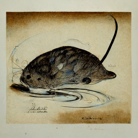 vintage postcard. Retro and old image with illustration of mouseの素材