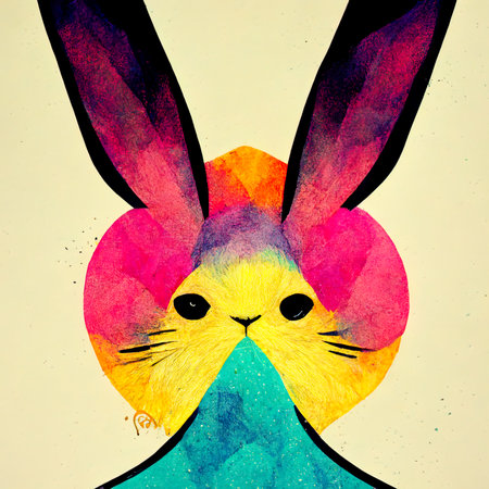 Easter bunny. Hand drawn watercolor illustration. Happy Easter.の素材