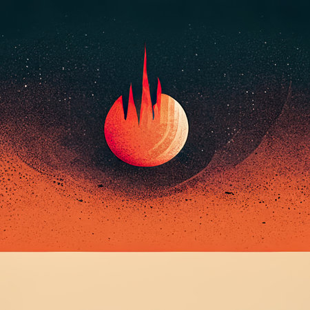 Illustration of a fire in the night sky. Vector illustration.の素材