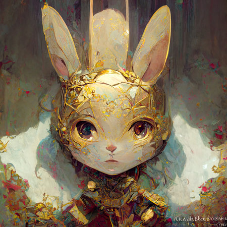 Beautiful rabbit in the form of a fairy tale. digital painting.の素材