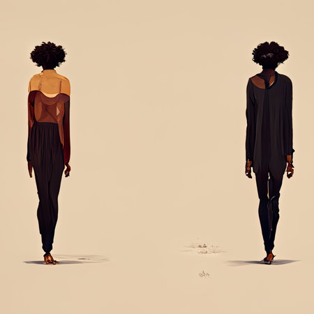 African american man and woman in fashion clothes. Vector illustration.の素材