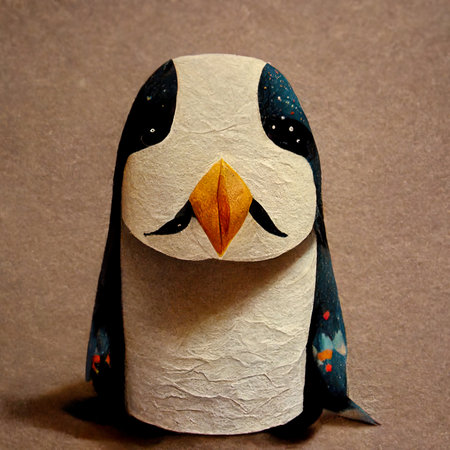 Penguin made of craft paper. Handmade, handmade.の素材