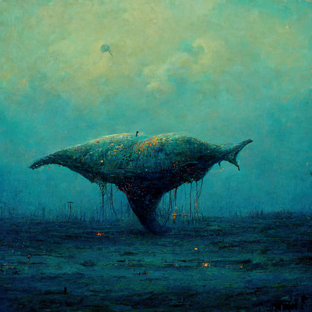 Humpback whale in the ocean. Original oil painting on canvas.の素材