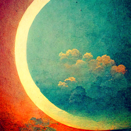 Sun and clouds on the sky. Original background or texture for your design.の素材