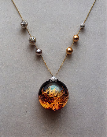 necklace on a gray background in the form of a Christmas ballの素材