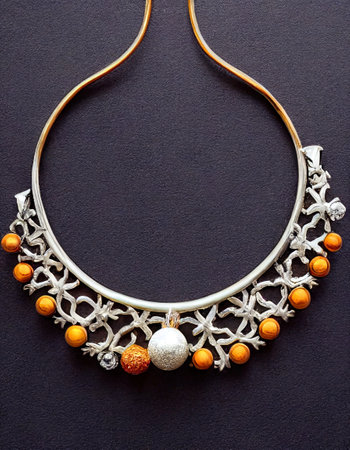 necklace on a black background in the style of baroqueの素材