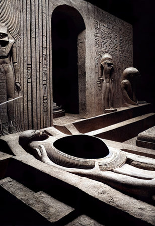 Ancient egyptian hieroglyphs in the ancient egyptian templeの素材