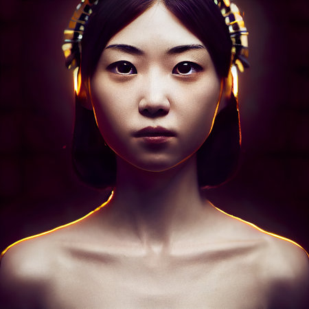 Portrait of a beautiful young asian woman with creative make-upの素材