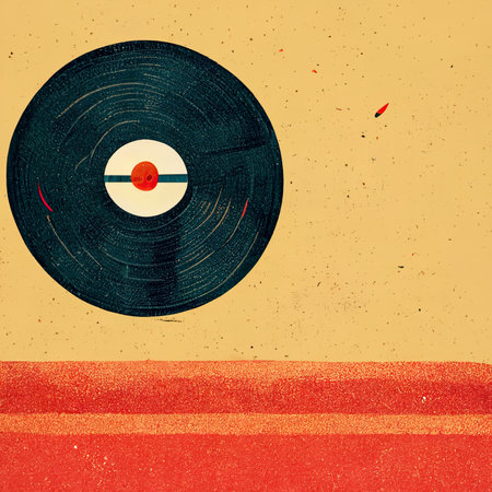 Retro vinyl record on grunge background. music concept. Vector illustration.の素材