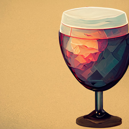 Colorful glass of wine on brown background, retro toned.の素材