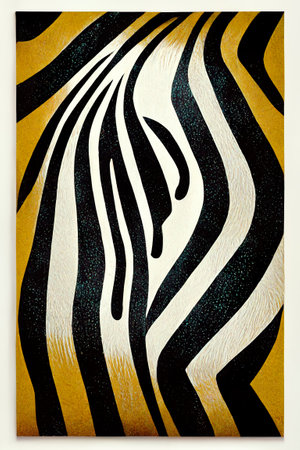 Zebra skin pattern on black and yellow background. animal print.の素材