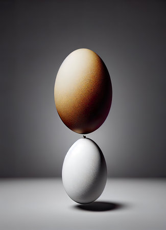 Easter egg with eggshell isolated on gray background. 3d renderの素材