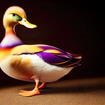 duck on a dark background, close-up, 3d renderの素材