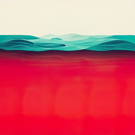 3d render, abstract background with waves in red and blue colorsの素材