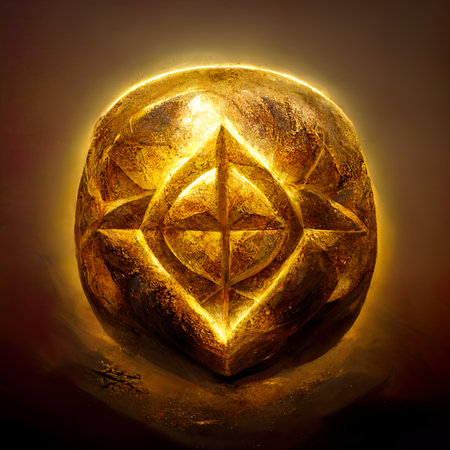 golden pentagram on a black background. 3d illustration.の素材