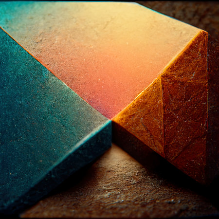 abstract background of geometric shapes in orange, blue and black colorsの素材