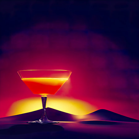 Cocktail on the background of the sunset. 3d renderingの素材