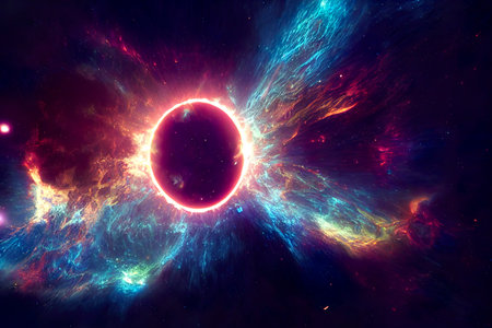 Solar System in space. Solar systems in deep space. 3D renderingの素材