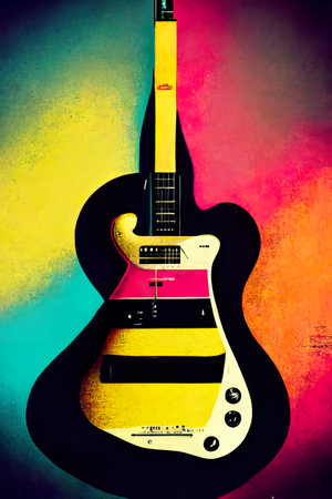 guitar on grunge background. music poster. retro styles.の素材