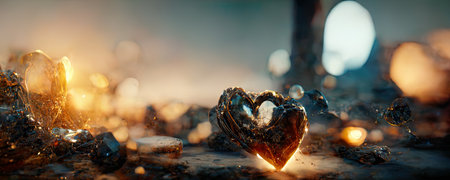 Valentines day background with heart. love concept. 3d renderingの素材