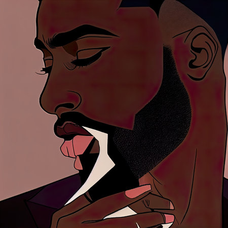 illustration of a man in a suit with a beard and mustacheの素材