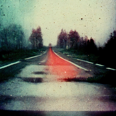 Grunge image of road in the forest, grunge backgroundの素材