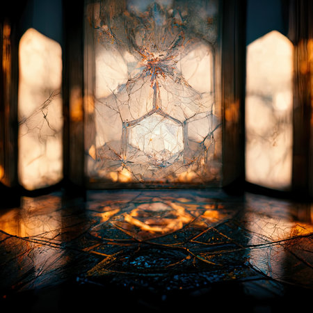 spider web on the window in morocco. 3d illustrationの素材