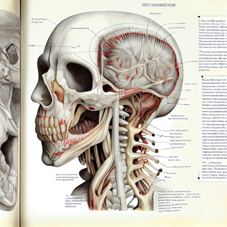 Human Anatomy - Skull and Teeth - 3D Illustrationの素材