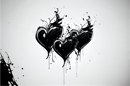 Black heart on a white background. Valentine's Day. Love.の素材