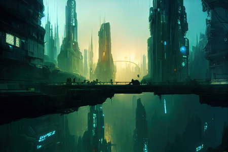 Foggy Shanghai skyline with skyscrapers and Huangpu riverの写真素材