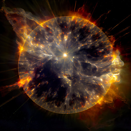 Solar System - Sun in space. Fractal art. 3D renderingの写真素材
