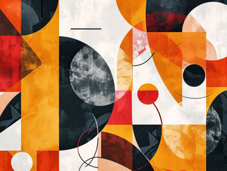 Abstract geometric background with circles, dots, lines, spots and strokesの素材