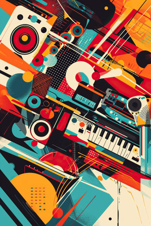 Retro music background. Vector illustration for your design. EPS10の素材