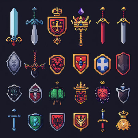 set of pixel art video game icons vector illustration designicon vector illustration designの素材