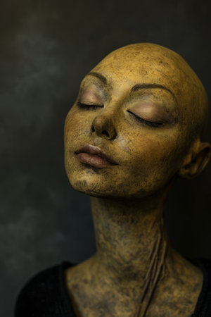 Portrait of a beautiful woman with vitiligo on her faceの素材